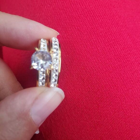 2 gold-plated promise+wedding rings sz9 - Picture 1 of 4